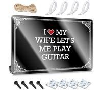 Decoración de pared de metal vintage con texto en inglés "I Love My Wife Let's Me Play Guitar Man", para colgar en la piscina, 30 x 40 cm