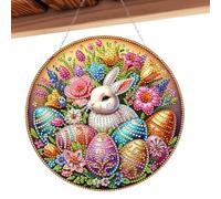 Decoración de pared de Pascua para colgar, kit de arte de Pascua | Huevo de conejo Acrílico Gem Art Colgant,Artesanía de arte para adultos principiantes, decoración del hogar de doble cara
