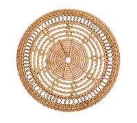 Decoración de Pared de Ratán, Decoración de Cesta de Pared Tejida Colgante, Arte Decorativo de Pared de Cesta Plana Bohemia, Manteles Individuales Tejidos Redondos para Mesa de (1)