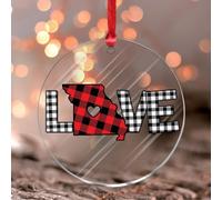 Decoración de pared de San Valentín Love Missouri, panel acrílico, arte de acuarela estadounidense, adorno redondo de recuerdo del estado americano La vieja gloria, regalos para familiares y amigos