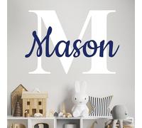 Decoración de pared de vinilo personalizada con nombre e inicial, calcomanía de pared para guardería, decoración de bebé, niño y niña, calcomanías para niños, múltiples opciones para personalización