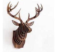 Decoración de pared Decoración de la pared Cabeza de ciervo Cuerno DIY 3D Rompecabezas de madera Escultura Colgando Faux Deer Head Tapices de pared creativos Decoración de pared para sala de estar, do
