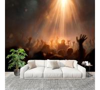 Decoración de Pared decorativos Murales 200x140cm La Luz Del Sol Brilla Sobre La Multitud. Fotomurales Papel Pintado Tejido no Tejido Arte Papel Pintado Panorámico, Grandes Murales Póster