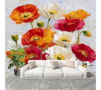 Decoración de Pared decorativos Murales 200x140cm Pinturas ArtíSticas Al óLeo Flores Plantas Fotomurales Papel Pintado Tejido no Tejido Rojo Papel Pintado Panorámico, Grandes Murales Póster