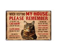 Decoración De Pared Divertida De Gatos Cuando Visites Mi Casa, Recuerda: para Los Amantes Letrero De Lata Decoración Placa Metálica Impermeable Letrero De Metal para Hogar Salón Granja 20X30Cm
