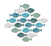 Decoración de pared en forma de - Esculturas acuáticas de madera, colección de decoración interior costera | Arte imaginativo de pared de peces náuticos de 20 piezas, decoración de pared con