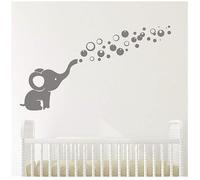 Decoración de pared extraíble para habitación de bebé, diseño de elefante soplando burbujas, vinilo decorativo para pared para dormitorio de bebé YU13 (gris)