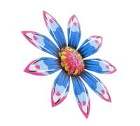 Decoración de Pared Flores de Metal Azul de Hierro para Interior | Girasol Minimalista, Resistente Deformación, para Escalera, Valla de Madera y Cobertizo