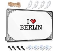 Decoración de pared genial para grunge, decoración del hogar, colección I Love Berlin, obra de arte de estilo rústico para bar de campo (30 x 40 cm)