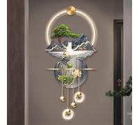 Decoración de Pared Grande 3D con iluminación Moderna, acrílico con LED y Bola de Metal, Colgante Creativo, Pintura de Paisaje para Entrada, Suministro para el hogar (D, 60 x 136 c
