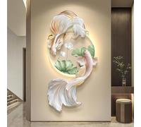 Decoración de Pared Grande 3D con iluminación Moderna, Arte Chino, Escultura, Pintura, Arte, Mural Colgante Creativo de Peces LED para el hogar, Sala de Estar, Estudio, Dormitorio