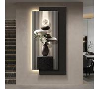 Decoración de Pared Grande 3D con iluminación Moderna de Arenisca Vision con LED, Escultura de Lujo, Pintura Vertical Colgante, esculturas de Piedra Creativas para Entrada (A, 40 x