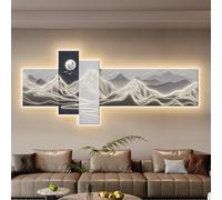 Decoración de Pared Grande 3D con iluminación Moderna, Mural Colgante con LED, Pintura en Relieve, esculturas para Sala de Estar, Entrada, Pasillo, Oficina (120 x 50 cm)