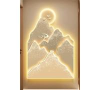 Decoración de Pared Grande 3D para Sala de Estar, Aplique de Pared con Fuente de alimentación, Mural Creativo de Paisaje de montañas para Comedor.