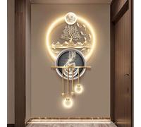 Decoración de Pared Grande con iluminación 3D Moderna, Escultura Colgante con Bola de Metal para el hogar, Sala de Estar, Entrada, Pasillo, Dormitorio (diámetro de 39,4 x 19,7 pulg