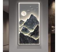 Decoración de Pared Grande con iluminación 3D Moderna, esculturas de paisajes creativos con Suministro de LED, Pinturas Colgantes Verticales para la Entrada de la Sala de Estar (D,