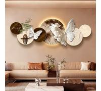 Decoración de Pared Grande con iluminación 3D Moderna, Pintura de Arenisca con diseño de Mariposa, Pintura escultórica con LED, vegetación hidropónica para Colgar en la Entrada, su