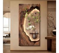 Decoración de Pared Grande con iluminación 3D Moderna, Pintura de Arenisca con LED, esculturas Colgantes, Plantas Verdes hidropónicas, Estilo Retro sin Bordes, para Entrada (B, 40