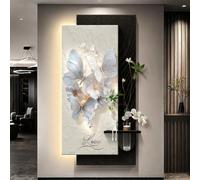 Decoración de Pared Grande con iluminación 3D Moderna, Pintura de Arenisca Creativa para Entrada, Escultura Colgante, Mural con LED, Pintura Decorativa para Pasillo, jarrón de vidr