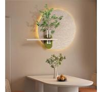 Decoración de Pared Grande para Sala de Estar, esculturas de Pared 3D, Aplique de Pared Colgante, Pintura de Arenisca, murales de Pared LED, con Planta simulada