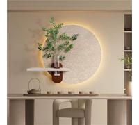 Decoración de Pared Grande para Sala de Estar, esculturas de Pared 3D, Aplique de Pared Colgante, Pintura de Arenisca, murales de Pared LED, con Planta simulada