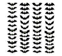 Decoración de pared Halloween, 48 piezas murciélagos, pegatinas festivas | Adornos de pared para fiesta de halloween, 48 piezas de PVC negro, accesorio de decoración del hogar, suministros temáticos