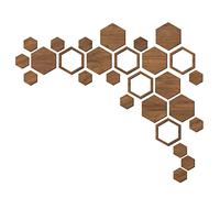Decoración de pared hexagonal apagada: estantes de madera decorativos para la presentación de la pared | Elegante arte de pared hexagonal, estructura de madera duradera, ideal para el hogar, la