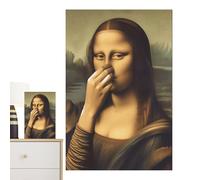 Decoración de pared humorística de Mona Lisa, - Decoración ďe pared đe baño divertida d́e Mona Lisa, 30x40 cm Arte divertido para paredes d̄e baño | Novedad Monaa Lisas sosteniendo su nariz pintura, b