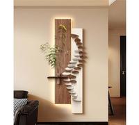 Decoración de pared larga y estrecha, soporte para plantas de pared pseudo 3D, decoración de pared con imitación de vetas de madera, decoración de pared larga para sala de estar, dormitorio y cafeter