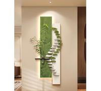 Decoración de pared larga y estrecha, soporte para plantas de pared pseudo 3D, decoración de pared con imitación de vetas de madera, decoración de pared larga para sala de estar, dormitorio y cafeter