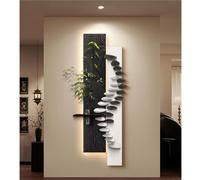 Decoración de pared larga y estrecha, soporte para plantas de pared pseudo 3D, decoración de pared con imitación de vetas de madera, decoración de pared larga para sala de estar, dormitorio y cafeterí