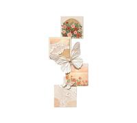 Decoración de pared LED 3D, decoración de pared moderna con mariposas y flores con luces, arte de pared grande de porcelana de cristal para sala de estar y dormitorio, fácil de limpiar (naranja, 100