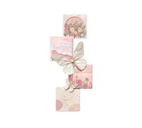 Decoración de pared LED 3D, decoración de pared moderna con mariposas y flores con luces, arte de pared grande de porcelana de cristal para sala de estar y dormitorio, fácil de limpiar (rosa, 80 x 35