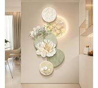 Decoración de pared LED 3D, escultura de pared moderna con iluminación floral para sala de estar, dormitorio y oficina en casa, diseño enchufable, decoración única del hogar, 140 x 70 cm