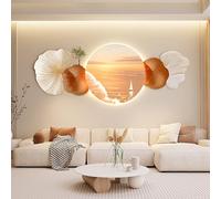 Decoración de pared LED 3D - Hoja de ginkgo y pez koi/caqui con iluminación LED, escultura de pared retroiluminada para sala de estar, símbolo de suerte y prosperidad.(G,70*180cm/27.56*70.87in)