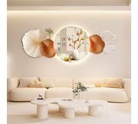 Decoración de pared LED 3D - Hoja de ginkgo y pez koi/caqui con iluminación LED, escultura de pared retroiluminada para sala de estar, símbolo de suerte y prosperidad.(F,70*180cm/27.56*70.87in)