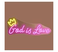 Decoración de pared LED de neón Lámpara de neón con letrero "Dios es amor", para bodas, fiestas compromiso, decoración del hogar 42 x 17 cm(C)