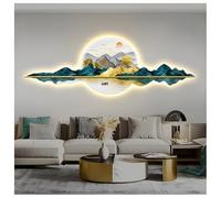Decoración de pared LED, escultura de pared moderna hecha a mano, aplique mural de paisaje chino creativo para la decoración del hogar, sala de estar, estudio y dormitorio (Oro-C, 90x30 cm/35,4x11,8 p
