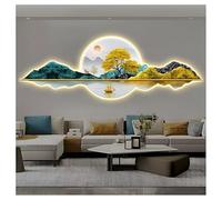 Decoración de pared LED, escultura de pared moderna hecha a mano, aplique mural de paisaje chino creativo para la decoración del hogar, sala de estar, estudio y dormitorio (Oro-A, 105 x 35 cm / 41,3 x