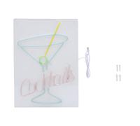 Decoración de pared Letrero de neón Forma de copa de cóctel Multifuncional Azul Blanco Rosa y luz verde Letrero de neón LED Decoración estética de la habitación para bares