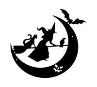 Decoración De Pared Metálica De Colgante de Halloween con Escoba y Luna