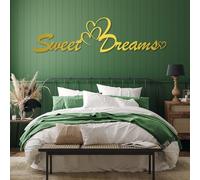 Decoración de Pared metálica Dorada con la Frase Dulces Sueños, Arte de Pared con Letras metálicas para Dormitorio, Escultura Moderna Decorativa con la Frase Dulces Sueños para Sala de e