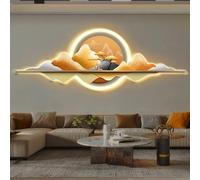 Decoración de pared moderna de 120 x 40 cm, escultura mural con fuente de alimentación y luz LED, cuadro creativo para colgar en la pared con puerto USB y ganchos metálicos(C)