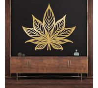 Decoración de Pared Moderna Minimalista de Metal con Forma de Hoja de Loto y Flor, Escultura Colgante Grande de la Naturaleza para Dormitorio o Sala de Estar (Dorado 31"x35"|80x90c