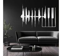 Decoración de Pared Moderna Minimalista de Metal con Forma de Piano Grande, Ideal para Amantes de la música (Plateado 35"x54"|90x135cm)
