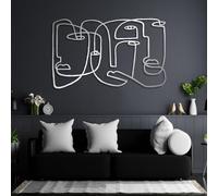 Decoración de Pared Moderna Minimalista de Metal con la Obra de Arte Abstracta de Gran tamaño Rostros de Pablo Picasso inauguración de casa (Plateado, 22" x