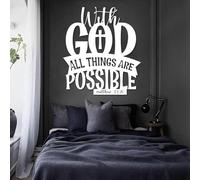 Decoración de Pared Moderna Minimalista de Metal con Letrero con Dios Todo es Posible, Arte con versículo bíblico, Colgante Inspirador Cristiano, religioso (Blanco, 60 x 53 cm).