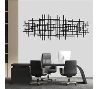 Decoración de Pared Moderna Minimalista de Metal. Escultura Abstracta Colgante de líneas geométricas de Lujo de Mediados de Siglo para Oficina en casa (Negro 14"x35"|35x90cm)