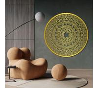 Decoración de Pared Moderna Minimalista de Metal Mandala, Geometría Sagrada Zen para Sala de Estar, Dormitorio, Estudio de Yoga, Espacio de meditación (Oro, 47 cm de Ancho x 47 cm
