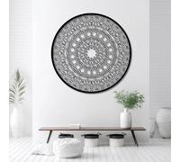 Decoración de Pared Moderna Minimalista de Metal Mandala, Geometría Sagrada Zen para Sala de Estar, Dormitorio, Estudio de Yoga, Espacio de meditación (Negro, 80 cm de Ancho x 80 c
